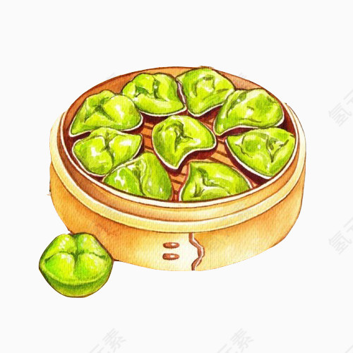 绿豆饺子手绘画素材图片