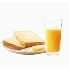 水果汁与面包早餐