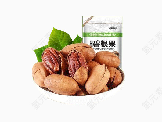 盘子上的碧根果