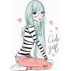 小清新笔记本封面女孩元素