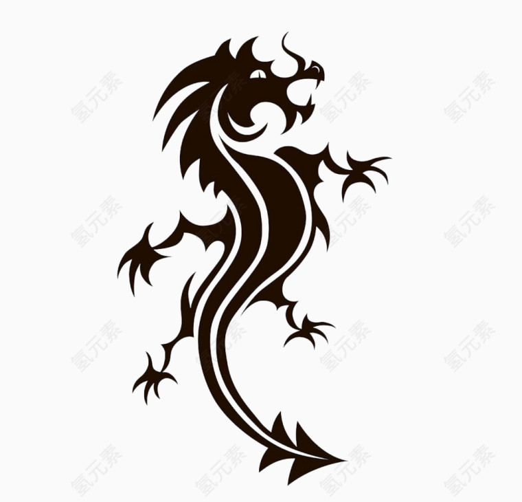 传统花纹龙纹身装饰图案