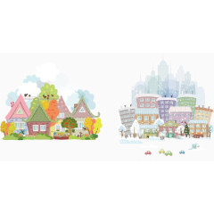 卡通建筑房屋设计矢量素材