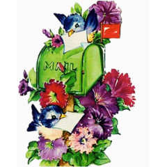 插画叼信的小鸟