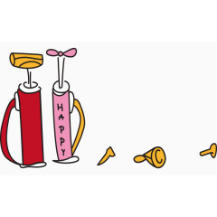 矢量卡通儿童画打气筒一对