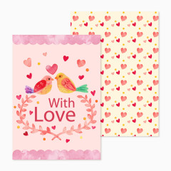 水彩情侣鸟爱心背景矢量素材