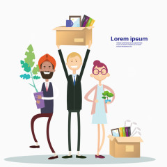 抱着纸箱的职场人物矢量素材