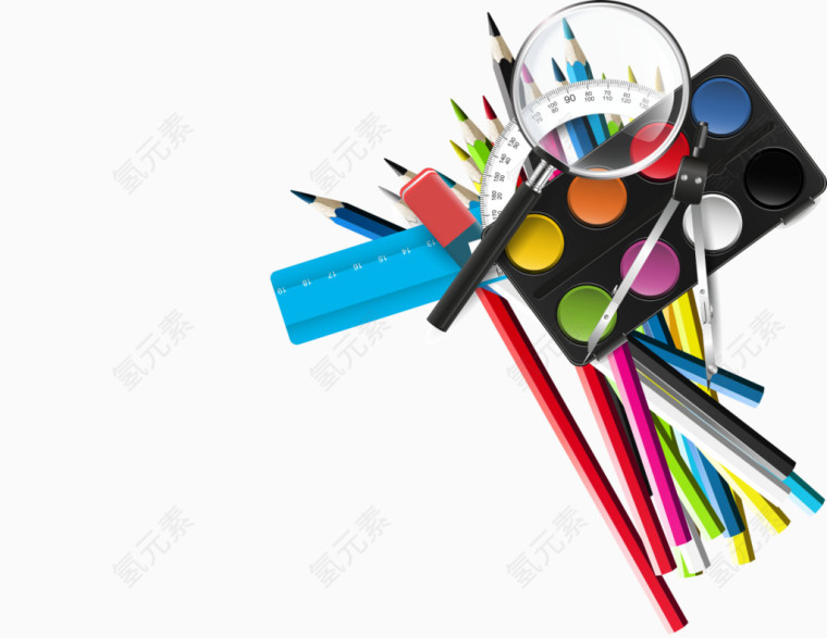 矢量文具插画banner素材油笔