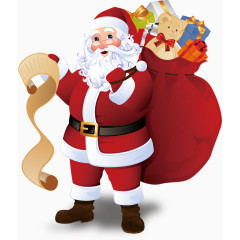 圣诞老人红色送礼物纸卷图案