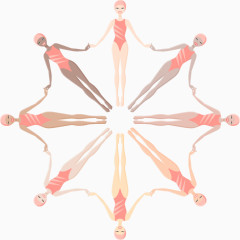 矢量手绘游泳美女