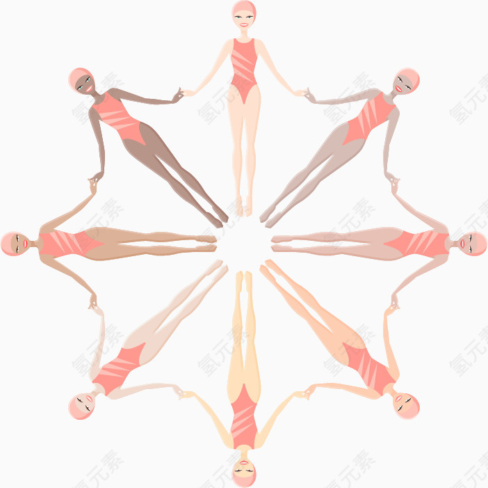 矢量手绘游泳美女