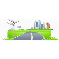 矢量美丽城市公路手绘素材