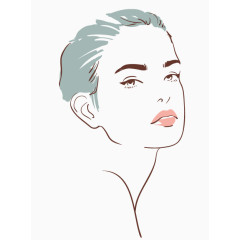 手绘红唇时尚美女头像矢量图