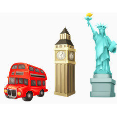 矢量卡通旅行美国英国大本钟
