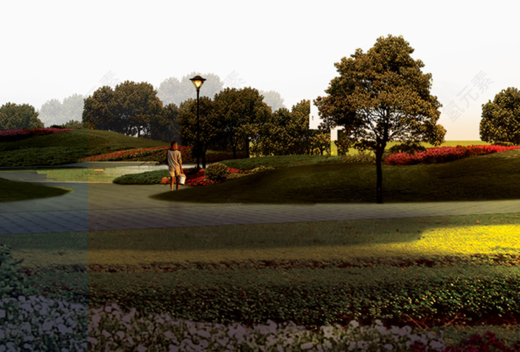 黄昏景观绿化