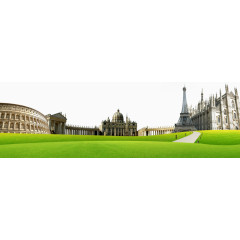 风景合成矢量草地装饰元素