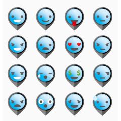 矢量蓝色创意卡通表情定位标志