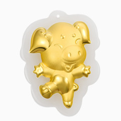 十二生肖猪金镶玉黄金吊坠