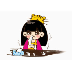 感冒中的小女孩