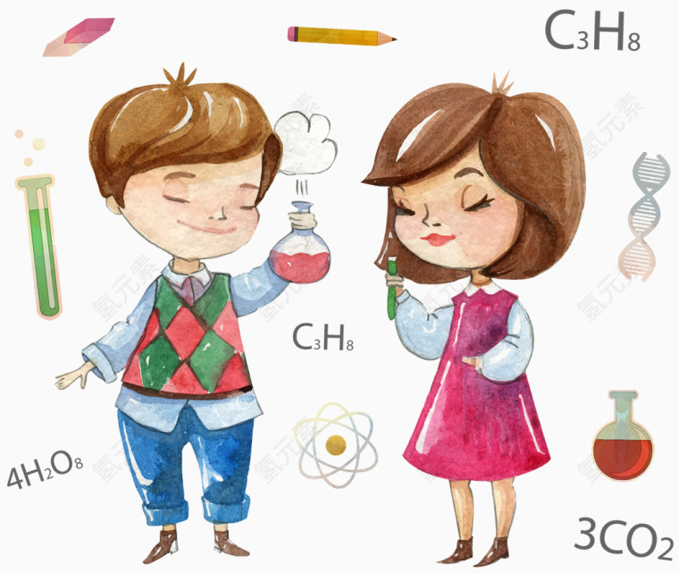 水彩做化学实验的人