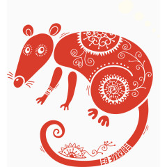 红色创意老鼠剪纸