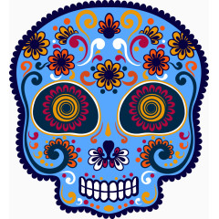 装饰蓝色滑稽骷髅头