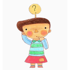 手绘女孩思考问号