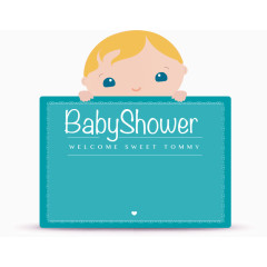 可爱婴儿迎婴派对邀请卡矢量图