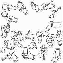 矢量手绘各类手势