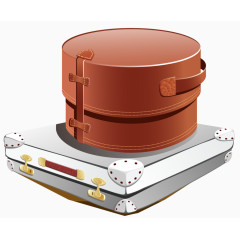 棕色化妆盒白色行李箱