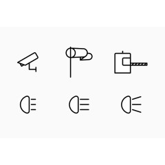 矢量简易线条六款交通信号指示