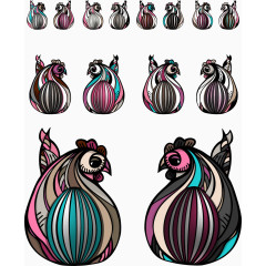 矢量手绘剪纸鸡