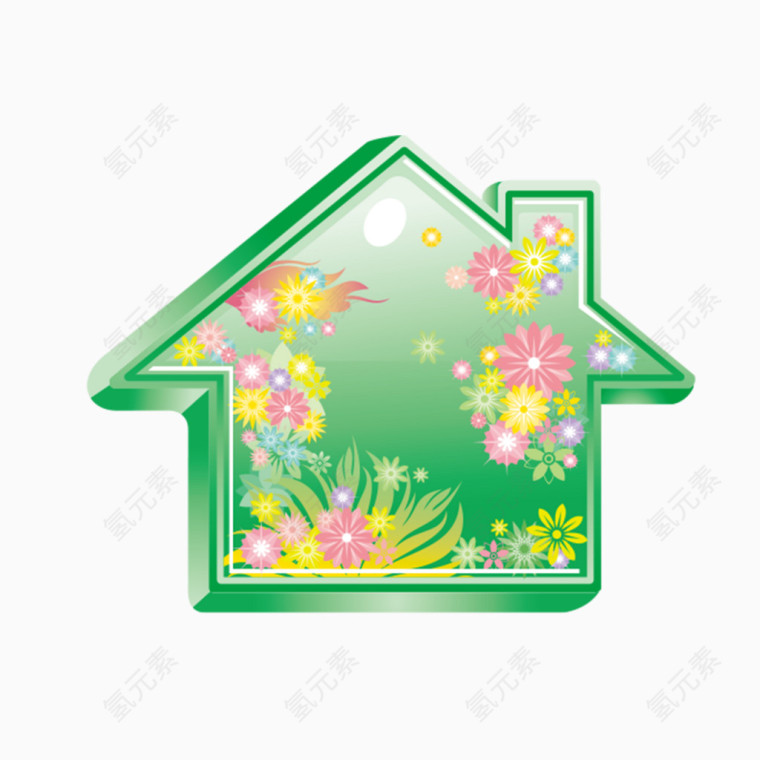 绿色花纹房子图片