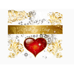 金色花纹华丽情人节卡片矢量素材