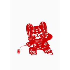 小孩放鞭炮剪纸