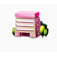 卡通教学楼插图元素