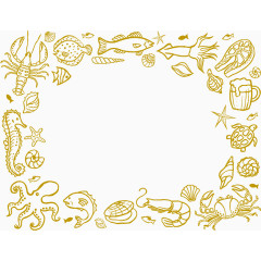 卡通粉笔画海鲜图片矢量素材