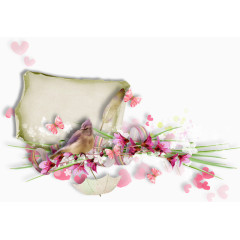 粉色爱心小鸟装饰