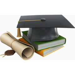 卡通手绘博士帽书本