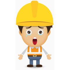 矢量卡通工人小哭