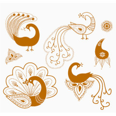 黄色简易孔雀图形