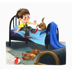 彩铅手绘淘气的男孩