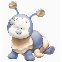 手绘蓝色毛毛虫