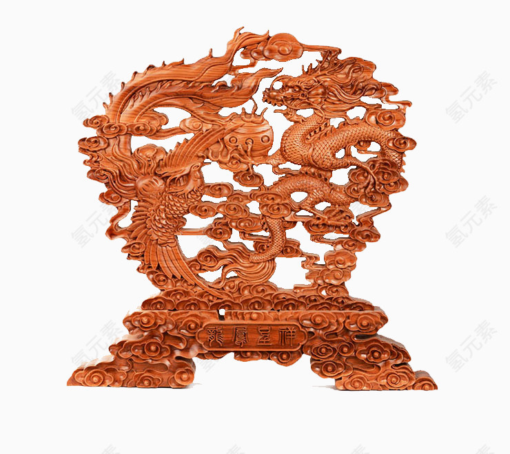 桃木龙呈祥摆件