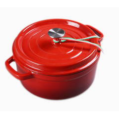 大红色的铁工房铸铁炖锅