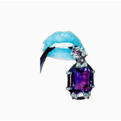 蓝色嘴唇与紫色宝石