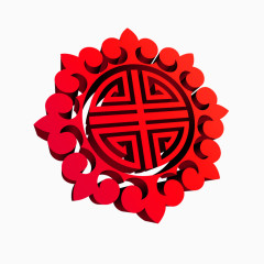 立体红色圆形剪纸