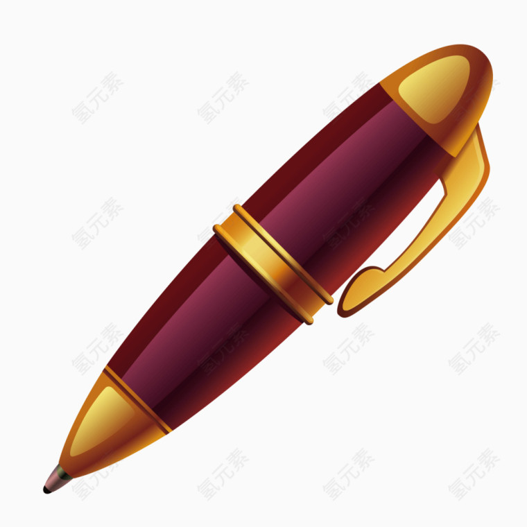 酒红色质感卡通铅笔