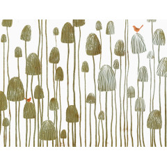 创意手绘复古花鸟