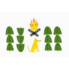 卡通森林火把