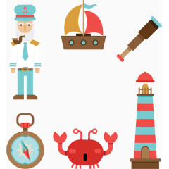 矢量卡通人物与航海